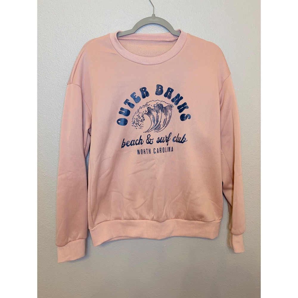 Outer Banks Beach & Surf Club North Carolina Graphic Sweatshirt Peach Pink L